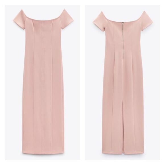 NWT ZARA Topstitched Bodycon Off Shoulder Dress S - Picture 10 of 13